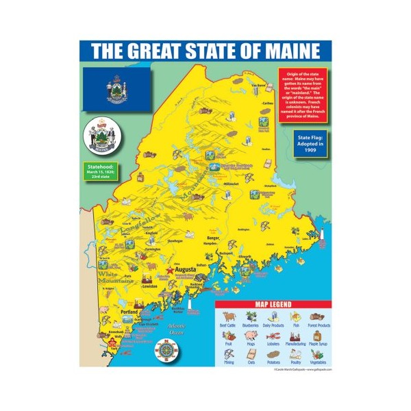 Gallopade Publishing Group Maine State Map for Students - Pack