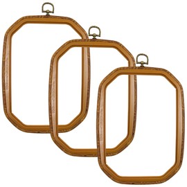 Resin Embroidery Hoop - 3 Pieces 10*7 inch Decorative Cross Stitch Hoops Set, Resin Embroidery Frame for Display Sewing Craft Hanging Ornament (Imitation Wood)