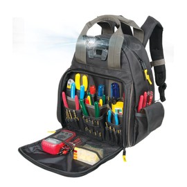 CLC Custom Leathercraft L255 Tech Gear 53 Pocket Lighted Backpack, Black