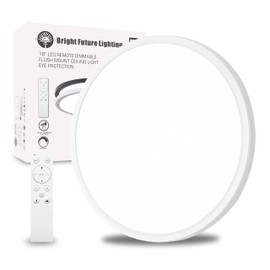 1Pack 20 Inch Remote Control Dimmable LED Flush Mount Ceiling Light Panel,40W 4350LM,2700K-6000K Adjustable Color,Ultra Thin Round White Ceiling Light Fixture for Hallway Kitchen Bedroom Home Office