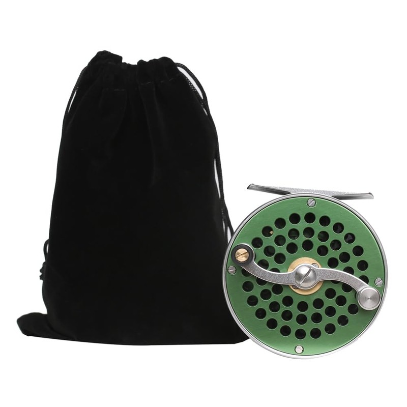 Vintage Classic Fly Fishing Reel,Right/Left Handle Position, Fly Reel (Green,