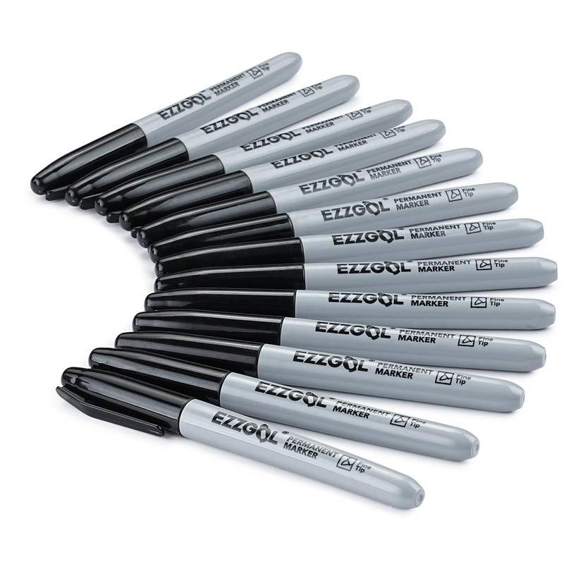 Ezzgol Permanent Markers Bulk, 150 Pack Fine Tip Black Permanent