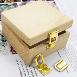 Pack of 10 Box Clasps with 40 Screws, Jewellery Box Clasp, Golden Suitcase Clasp, Hasp Lock, Jewellery Box Made of Zinc Alloy, Tension Clasp, Small for Gift Box, Wooden Chest
