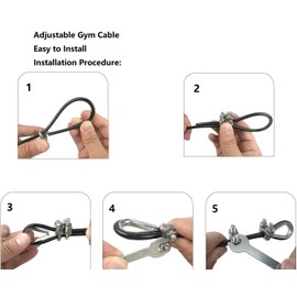 AIKESIWAY Adjustable Fitness Pulley Cable,Replacement Cable Machine Accessories,Cable Pulley Attachments for Gym -Thick 5mm(0.2inch) Heavy Duty Steel Wire Rope for Home Gym Cable (138 inches)