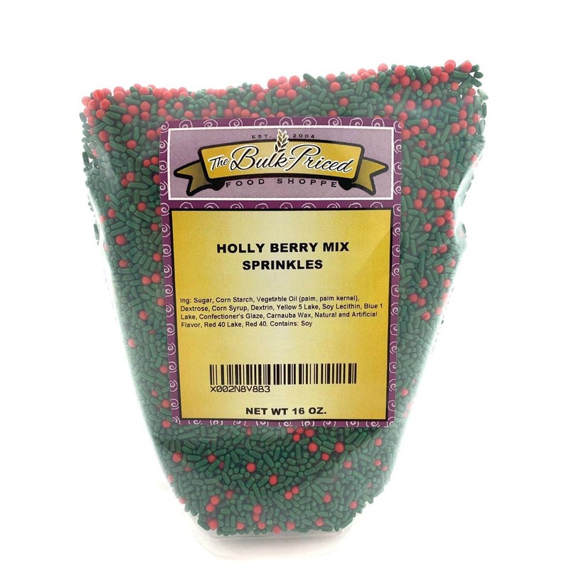 Holly Berry Mix Sprinkles, Bulk Size (1 lb. Resealable Zip