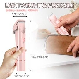 2 in 1 Electric Painless Hair Removal Razor, Hair Removal Tool, 1 Box Waterproof Body Hair Remover for Face & Lower Legs, Cordless Bikini Trimmer with Detachable Head