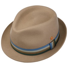 Mayser Samu Pork Pie Wool Felt Hat Felt Hat Porkpie Pork Pie Hat Women/Men – Made in the EU with Grosgrain Ribbon Spring Summer Autumn Winter, beige