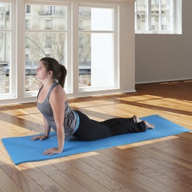 Wakeman Extra Thick Yoga Mat – Durable Comfort Non-Slip Foam Workout Mat for Fitness, Pilates, and Floor Exercises with Carrying Strap (Light Blue), 72"