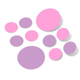 Set of 30 - Pink / Lilac Circles Polka Dots Vinyl Wall Graphic Decals Stickers