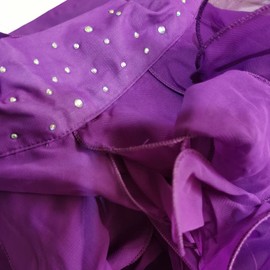 Women Dance Rhinestone Skirts Belly Dance Hip Scarf Ballet Skating Tutu Chiffon Cheer Squad Dancing for School Events Dark Purple