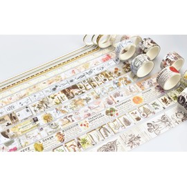 ZDOLAKIDS 18 Rolls Vintage Scrapbooking Washi Tape Set Forest Muahroom Plant Flower Fruit Retro Article Sticker for Art DIY Scrapbook Journaling Thank You Notes Greeting Card Envelope