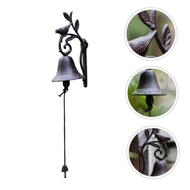Levemolo Antique Cast Iron Bell Manual Door Chime Decorative Flower