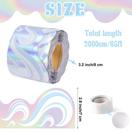 BeYumi Ocean Waves Border Trim - 65ft Summer Waves Holographic Straight Rolled Border Trim Summer Wavy Iridescent Bulletin Board Set School Classroom Office Chalkboard Door Wall Beach Party Decoration