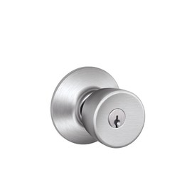 SCHLAGE F51A BEL 626 Bell Knob Keyed Entry Lock, Satin Chrome
