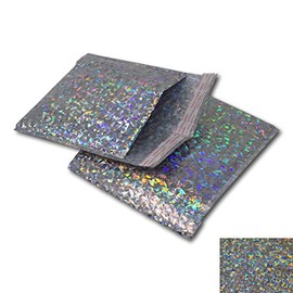 EPOSGEAR 10 Pack C6+ Silver Holographic Metallic Gloss Foil Padded Bubble Mailing Gift Postal Bag Envelopes - Perfect for mailing or Gift wrap for Christmas, Birthdays etc (165mm x 165mm - CD)