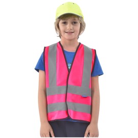AYKRM Pink children High visibility viz vest kids reflective safety vest