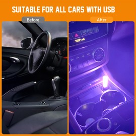 TINLOK Car Ambient Light,Car USB Night Light Touch Dimmable LED Filament Lamp, USB Powered, Multi-Color Touch Control, Portable Night Light for Bedroom, Camping, Holiday Decor (Purple)