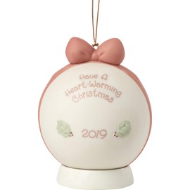 Precious Moments Heart Warming Christmas 2019 Dated Bisque Porcelain Ball 191003 Ornament, One Size, Multi