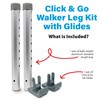 Click & Go Walker Ski Glides with Aluminum Legs (Gray)