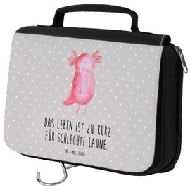 Mr. & Mrs. Panda Toiletry Bag Axolotl Happy, gray, Hand Drawn