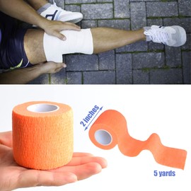 Gondiane 9 Pack 2" x 5 Yards Self Adhesive Bandage Wrap Self Stick Wrap for Ankle, Wrist, Finger, Sports, Breathable Cohesive Vet Tape for Pets (Light Orange)
