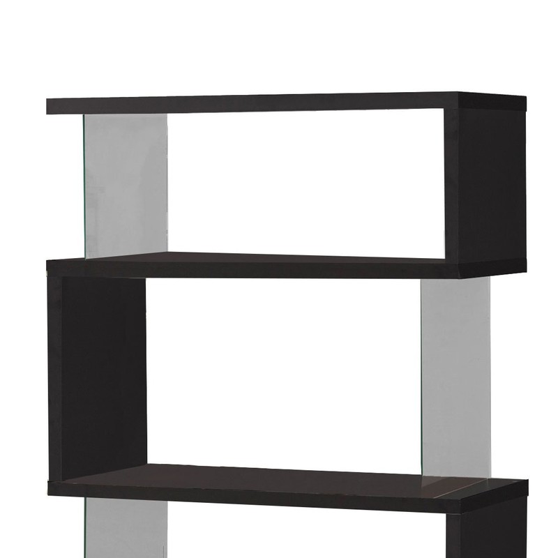 Asymmetrical Snaking Bookcase Black and Clear