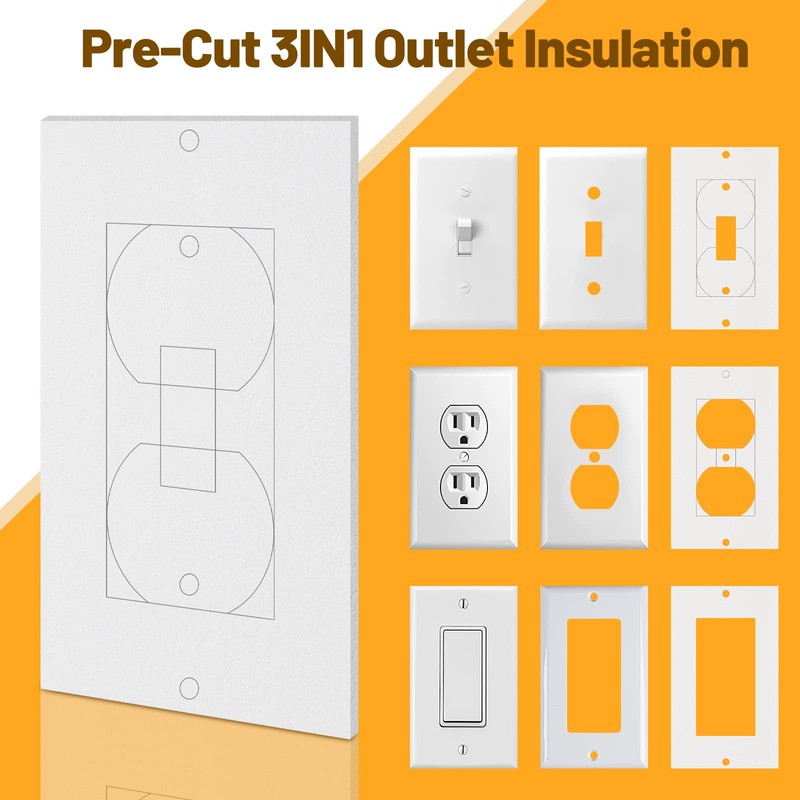 Outlet Insulators Draft Sealers, 50 Pack Electrical Outlet Insulation Pads,