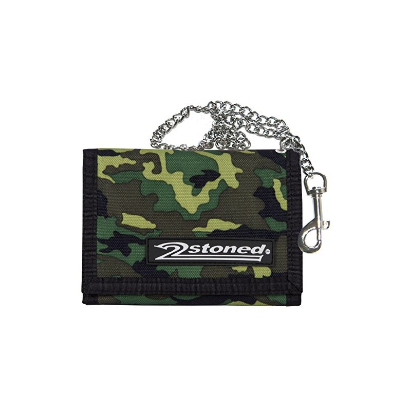 2Stoned Wallet Embroidered with Chain and Velcro Fastening Camo Gym
