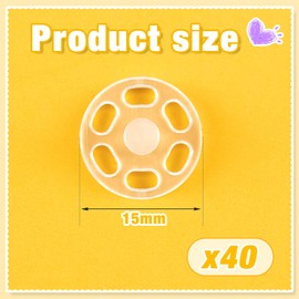 40 Pairs Plastic Press Stud Fastener Buttons Transparent Buttons Invisible Sewing Press Studs Plastic Clear Buttons for DIY Handwek Sewing Clothes (15 mm / 0.59 Inches)