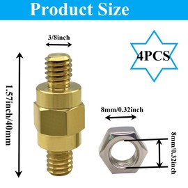 YSIL - Tornillo de terminal de batería de poste lateral de 3/8 a 16 tornillos de extensión de poste lateral a poste superior adaptador de batería de terminal estándar de 1.5 pulgadas de longitud, 4