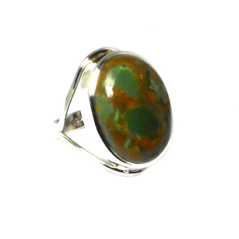 Rainforest Jasper Ring Sterling Silver 925 - Size: 62 -