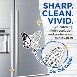 (2 Pack) Uplifting Butterfly Magnets - Inspirational Quote - Faith-Based Home - Christian Bible Verses - 5" On Longest Side - for Cars, Fridges, Toolboxes - Made in USA - MAG3851