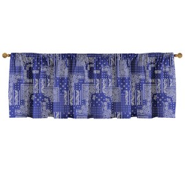 Paisley Vintage Kitchen Window Valance Curtain Blue 52x18inch Short Half Bathroom Curtain Cornice Valance Farmhouse Gift Holiday Curtain Topper with Rod Pocket