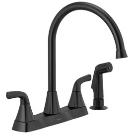 Peerless Parkwood Kitchen Faucet with Side Sprayer, Black Kitchen Sink Faucet, Two Handle Kitchen Faucet with Side Sprayer, Matte Black P2835LF-BL