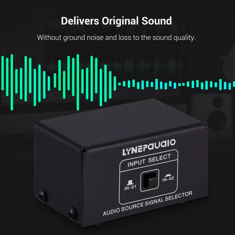 LINEPAUDIO 2-Way RCA Stereo Audio Switch Signal Source Switcher Selector
