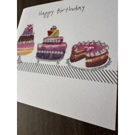 Second Nature Premium Birthday Card with Colorful Cakes Design, Handcrafted