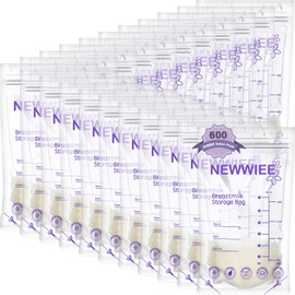 Newwiee 300 Count Breastmilk Storage Bags 8 oz Breast Milk Storing Bags Milk Storage Bags for Breastfeeding with Pour Double Seal Self Spout Standing Breastmilk Storing Bags(Purple)