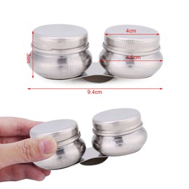 Haosie Double Dipper Palette Cup, Stainless Steel Palettes Container Cup with Screw Lid, Oil Painting Megilp Turpentine Solvent Container