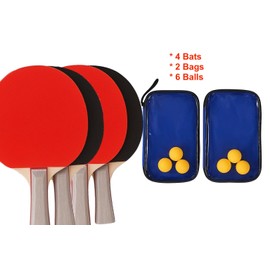 Portable Ping Pong Set – Premium Table Tennis Kit with 4 High-Performance Bats, 6 Balls & 2 Compact Carry Case – Indoor & Outdoor Ping Pong Paddle Set for Family, Kids & Adults