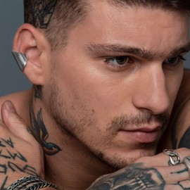 Gold sterling silver ear cuff for men, mens earring, earring for men, unisex earring, hammered sterling silver earcuff earring, unusual mens gift, boyfriend gift