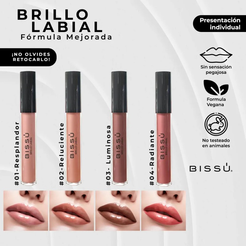 Brillo Labial Hidratante Bissú Línea Labios Set 12 Tonos