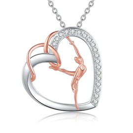 JERWLI Gymnastics Necklace Gifts Gymnast Pendant Jewellery Gymnastics Inspiration Team Gifts for Gymnastics Women Girls, Sterling Silver