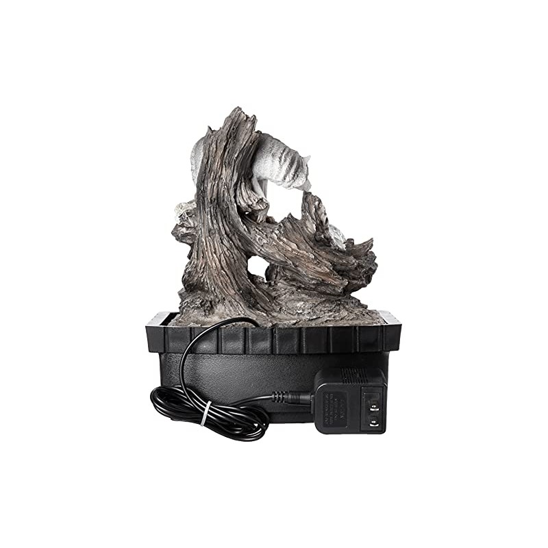 OK Lighting 10.25" H Wolf Table Fountain, Black