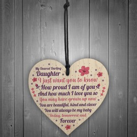 RED OCEAN Daughter Gifts Wooden Heart Daughter Birthday Card Daddy Daugher Gifts Mother Daughter Gifts Keepsake
