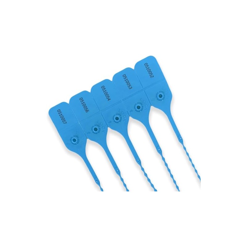 100 X Blue Security Tags Numbered Pull Ties Secure Anti-Tamper