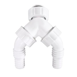 Xavax Dual Siphon Connection, for Flush-Mounted Siphon (Connection with Check Valve, Device Connection Sleeve, Y Connection for Washing Machine, Dishwasher, Y Adapter Siphon, Y Connection), White