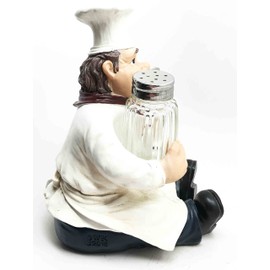 French Bistro Chef Jean Seasons and Spice Salt Pepper Shaker Holder Figurine