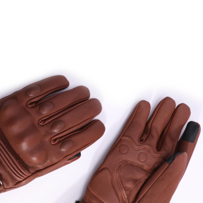 Harssidanzar Winter Motorcycle Gloves,Mens Long Gauntlet Leather Full Finger Touchscreen