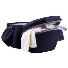 ThreeH Baby Hüftsitz Träger Baumwolle Sitzkissen Verstellbarer Gürtel Drei Taschen Bequeme Taille Hocker BC27 Navy