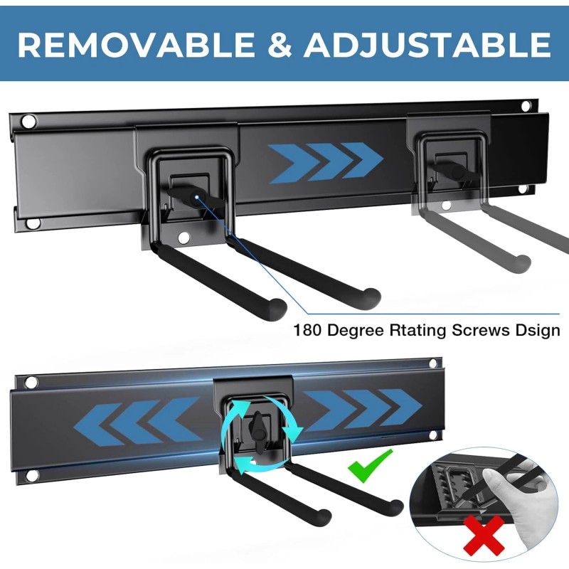 Garage Tool Organizer Storage Wall Mount with Adjustable Swivel Buttons
